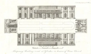 Temporary building erected at Gibraltar in honour of Prince Edward 1791 print - Picture 1 of 1