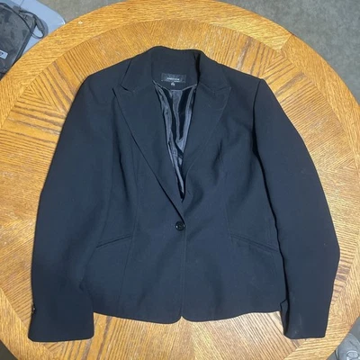 Chaqueta Blazer Jones Wear Essentials Negra Un Botón Para Mujer Talla 12 Business Pr Foto 1 de 4