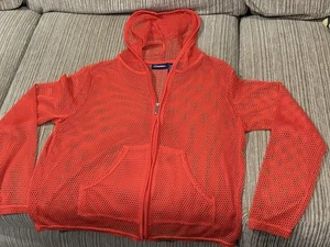 Vintage Catalina Red Mesh Zip Up Hooded Jacket Women's - Picture 1 of 5