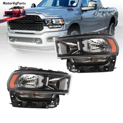 Black Halogen Model Headlights For 2019-2024 Ram 2500 3500 Headlamps Left+Right Foto 1 de 4