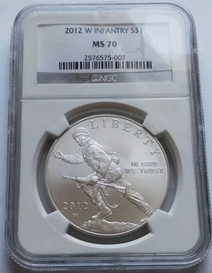 2012-W Infantry Silver Commemorative S$1 - NGC MS 70, West Point Mint - Picture 1 of 4
