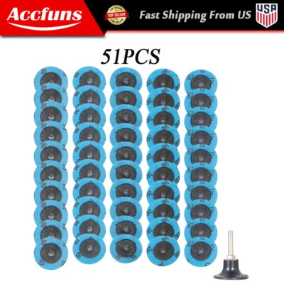 51Pcs 2" Roll Lock Die Grinder Quick Change Sanding Disc 36 60 80 120 240 Grit - Image 1 of 4
