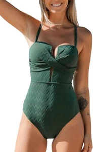 CUPSHE Women's One Piece Swimsuit Bathing Suit Wrapped Back Cut Out XL - Picture 1 of 7