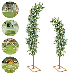2Pcs Metal Wedding Arch Rack Gold Party Backdrop Flowers Frame Stand Decor NEW - Picture 1 of 12