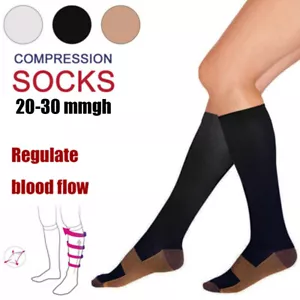 Calf Compression Socks Shin Splint Leg Running Fitness Travel Stocking Men Women - Picture 1 of 21