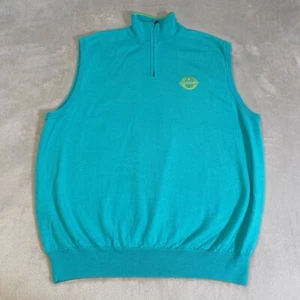 Polo Ralph Lauren Golf Aqua Blue PGA National Quarter Zip Sweater Vest Men's XXL - Picture 1 of 12