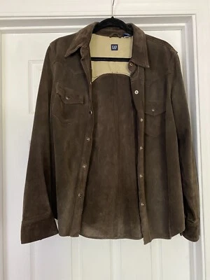 adult gap brown cow suede jacket size large read description  - Image 1 of 4