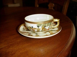 OLD SATSUMA CUP & SAUCER SIGNED XI XIANG CHUN - Imagen 1 de 1