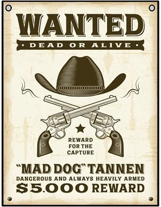 Wanted Dead Or Alive Vintage Western Poster -Metal Sign For Indoor or Outdoor - Picture 1 of 1