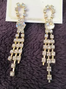 Bohemian Style Silver 24 Small / 1 Large CZ Stones Tear Drop Dangle Earrings - Picture 1 of 3