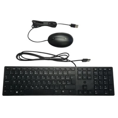HP Keyboard Mouse Set 320MK USB Wired Black Slim Quiet QWERTZ German Swiss PL - Image 1 of 4