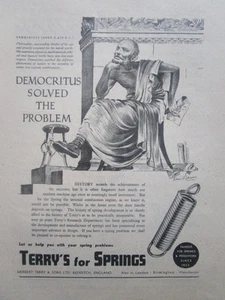 10/1946 PUB TERRY'S FOR SPRINGS SPRING RESSORT DEMOCRITUS PHILOSOPHE ORIGINAL AD - Imagen 1 de 1