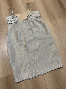 BCBG Maxazria Sash Bust Dress Gold Cocktail Sz L - Picture 1 of 9