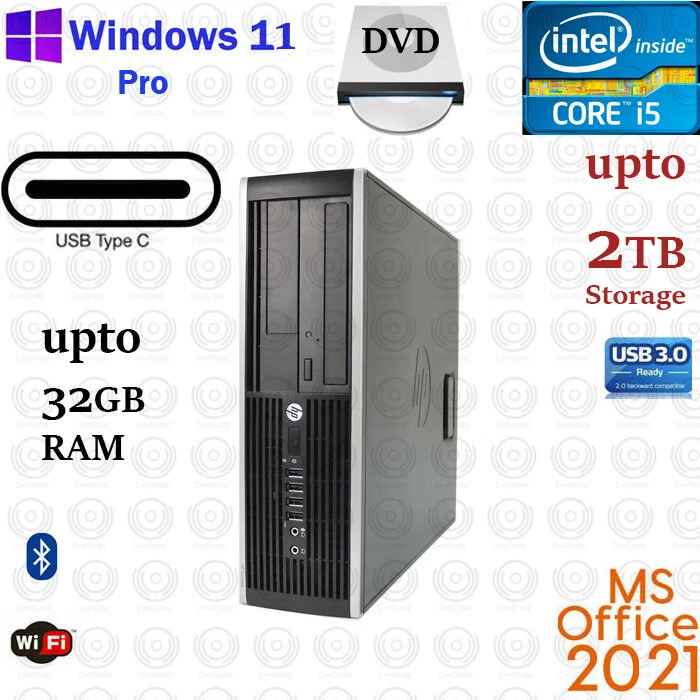WINDOWS 11 PC HP Desktop SFF Computer Core i5 3.2 GHZ 16GB/32GB 2TB SSD Office21 - Image 1 of 2
