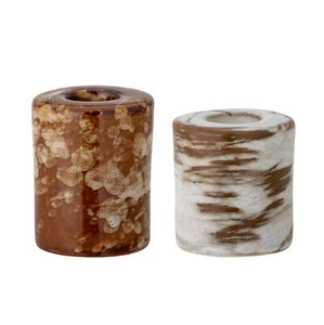 Soporte Para Velas Bloomingville Set De 2 Pequeño De Cerámica Marrón De Piedra - Imagen 1 de 2