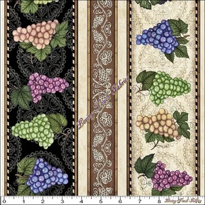 Q TREASURES MORRIS "PERFECTLY VINTAGE" 25902X GRAPES STRIPE FABRIC (SELECT SIZE) - Picture 1 of 1