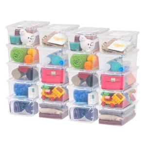 20-Pack 5 Qt. Clear Plastic Storage Bins with Lids, Stackable Totes - Picture 1 of 24