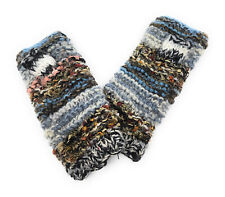 Hand Knit Wool Fingerless Texting Gloves or Mittens Fleece Lined Made in Nepal