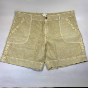 Coldwater Creek Womens Plus Size Shorts 18 Beige Flax Patch Pocket Crochet New