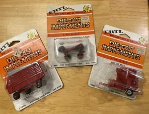 Vintage 1/64 Three Red Farm Implements DIE-CAST by ERTL Mint on Card - Picture 1 of 10
