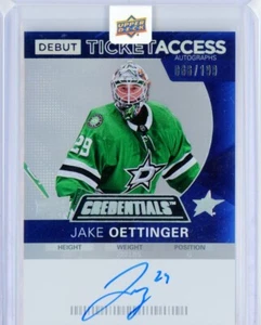 2020-21 Upper Deck Credentials JAKE OETTINGER Ticket AUTO Autograph RC 66/199 - Picture 1 of 2