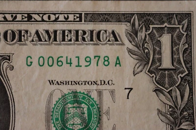 [JUNE 4, 1978] $1 ONE DOLLAR  BIRTHDAY/ANNIVERSARY NOTE.  SN # G 00641978 A - Image 1 of 3