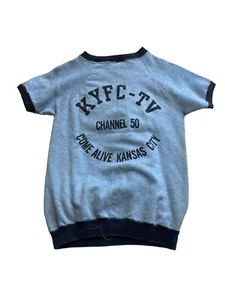 VINTAGE 70s KYFC-TV CREWNECK SHORT SLEEVE SWEATSHIRT Kansas MENS SMALL - Picture 1 of 6