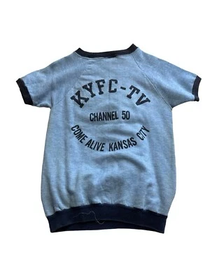VINTAGE 70s KYFC-TV CREWNECK SHORT SLEEVE SWEATSHIRT Kansas MENS SMALL - Image 1 of 4