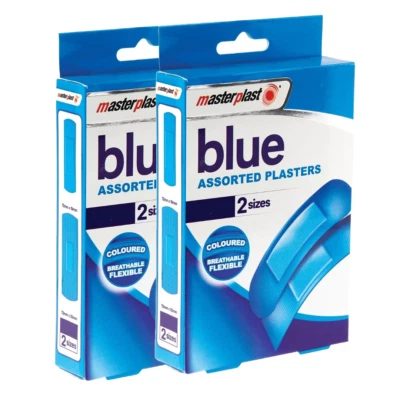 MASTERPLAST 120 Blue Catering Plasters Breathable Flexible Food Hygiene Dressing 2 Sizes
