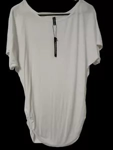 MADE BY JOHNNY Size S Women’s Dolman Sleeve’s Top With Side Ruching, White New - Picture 1 of 8