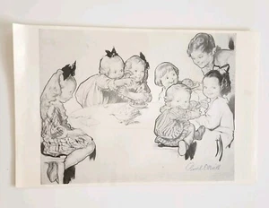 Girls Luncheon Table Signed Paul O'neill 11" x 17" Rose O'neill Realistic Art - Picture 1 of 2