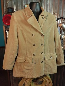 Corduroy Peacoat Women's size 10 Double Breasted Multi-Stylable Overcoat Ladies - Picture 1 of 17