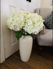 Large Floor Standing Vase & 6 Next Hydrangea Stems Cream White Approx 70cm Tall