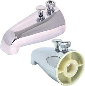 Tub Spout with Rear Diverter and Brass Top Shower Adapter, 3/4 Inch to 1/2 Inch - Picture 1 of 12