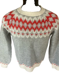 Cat & Jack Youth Knit Sweater Large 10/12 Gray Red White Nordic NWT - Picture 1 of 10