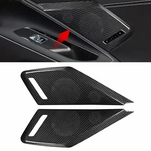 Real Carbon Fiber Door Sound Speaker Cover Trim For 2020 2021 22-24 C8 Corvette - Picture 1 of 9