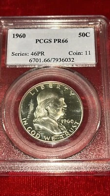 1960 Franklin Half Dollar PR66 Proof 90% Silver PCGS - Image 1 of 4