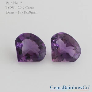 Natural Amethyst, Citrine, Pair Heart Shape, Faceted Loose Gemstone Step Cut - Picture 1 of 8