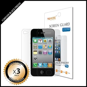 iPhone 4 4S Screen Protector Anti-Glare Matte 3x Front Back Cover Guard Shield - Picture 1 of 6