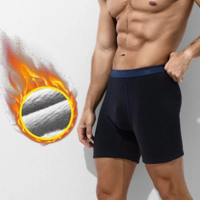 Men's Thermal Underwear Fleece Long Leg Shorts Winter Warm Panties Undershorts - Image 1 of 4