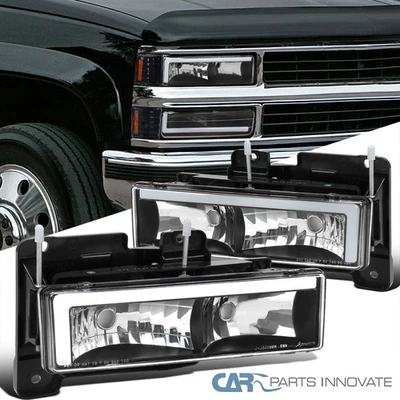 Fit 1988-1998 Chevy GMC C10 C/K Silverado Sierra Black Headlights LED Tube Lamps Foto 1 de 4