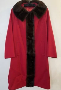 Abrigo para mujer vintage años 50 rojo de lana recortado de piel talla M/L chaqueta pin-up - Imagen 1 de 5