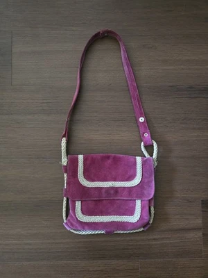 Cartera italiana vintage años 60 gamuza cuero. Boho años 70 Foto 1 de 4