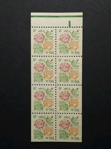 U.S. Stamps SC #1737a. Roses, Booklet Pane of 8. 1978 15¢ Stamps. MNH/No Gum - Picture 1 of 2