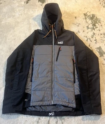Millet Belay Composite Hooded Hybrid Down Jacket Grey size Large Gorpcore  - Photo 1/4