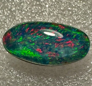 BRIGHT HUGE 9.40ct AUSTRALIA BLACK OPAL TRIPLET RAINBOW ๐ FEATHER FIRE PATTERNS - Picture 1 of 19