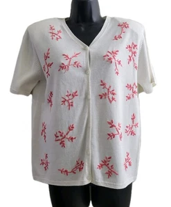 Cárdigan suéter Pendleton para mujer bordado hoja rosa manga corta talla pequeña - Imagen 1 de 9