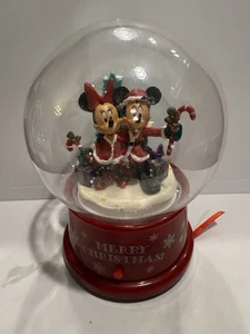 DISNEY MERRY CHRISTMAS GEMMY INC AIRBLOW MICKEY MINNIE SNOWGLOBE FUNZIONA - Foto 1 di 6