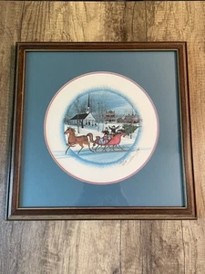 P Buckley Moss Winter Scene Framed Hand Signed #4805/8356 - Picture 1 of 8