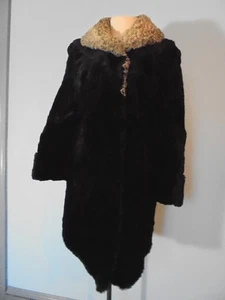 PALMER BROTHERS FURRIERS Black Fur  Coat Size M Rabbit? w/lamb shawl collar - Picture 1 of 13